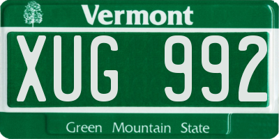 VT license plate XUG992