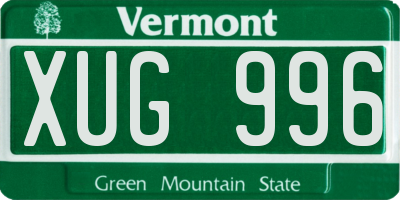 VT license plate XUG996