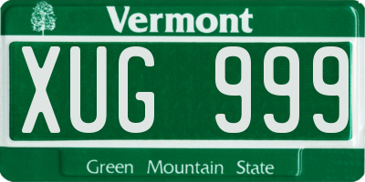 VT license plate XUG999