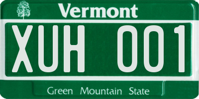 VT license plate XUH001