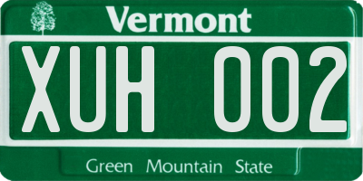 VT license plate XUH002