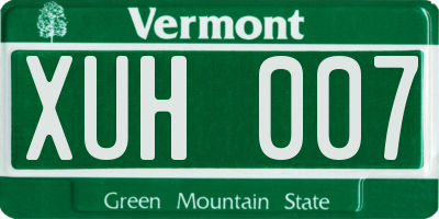 VT license plate XUH007