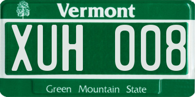 VT license plate XUH008