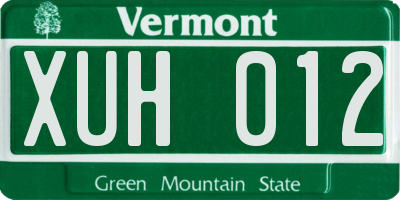 VT license plate XUH012