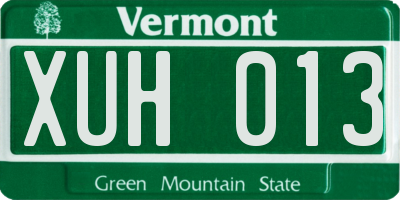 VT license plate XUH013