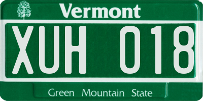 VT license plate XUH018