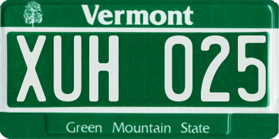 VT license plate XUH025