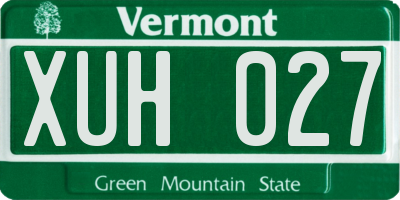 VT license plate XUH027