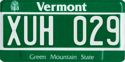 VT license plate XUH029