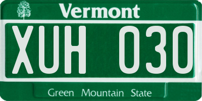 VT license plate XUH030