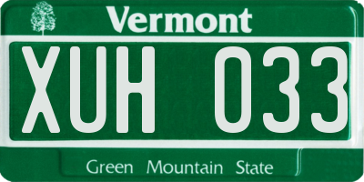 VT license plate XUH033