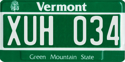 VT license plate XUH034