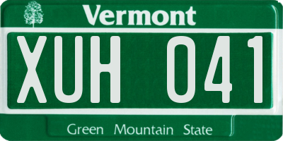 VT license plate XUH041