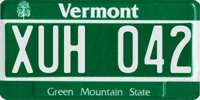 VT license plate XUH042