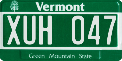 VT license plate XUH047