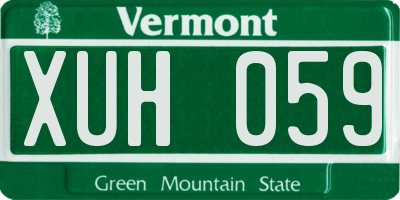 VT license plate XUH059