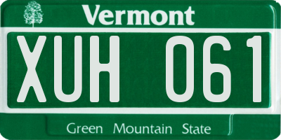 VT license plate XUH061