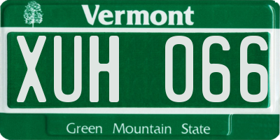 VT license plate XUH066