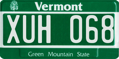 VT license plate XUH068