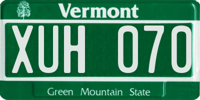 VT license plate XUH070