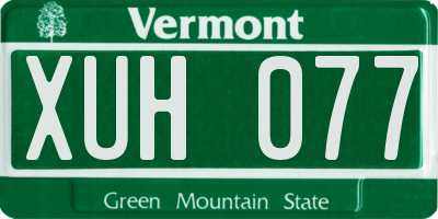 VT license plate XUH077