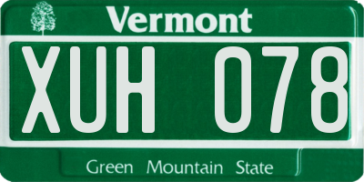 VT license plate XUH078