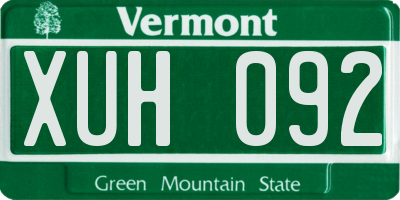 VT license plate XUH092