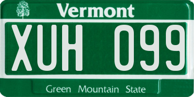 VT license plate XUH099