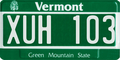 VT license plate XUH103