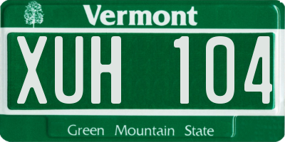 VT license plate XUH104