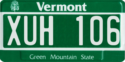 VT license plate XUH106