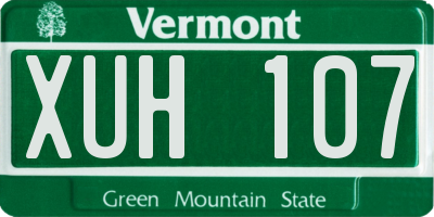 VT license plate XUH107
