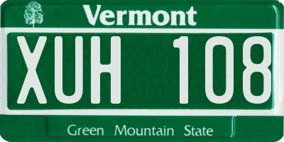 VT license plate XUH108