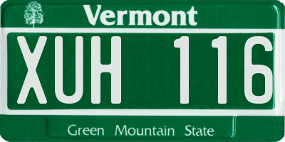 VT license plate XUH116