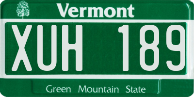 VT license plate XUH189
