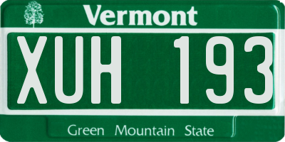 VT license plate XUH193