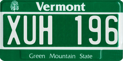 VT license plate XUH196