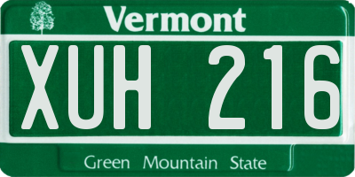 VT license plate XUH216