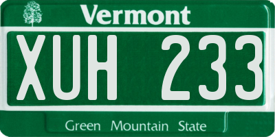 VT license plate XUH233