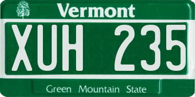 VT license plate XUH235