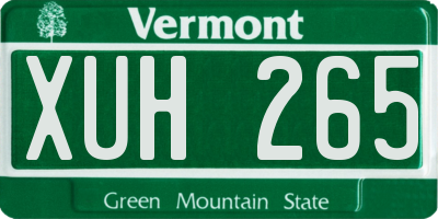 VT license plate XUH265