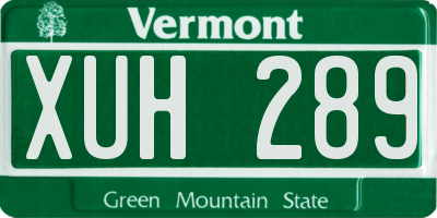VT license plate XUH289