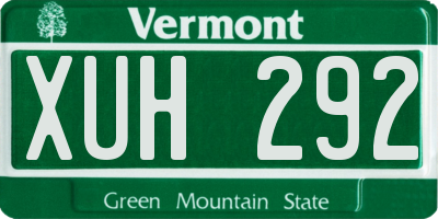 VT license plate XUH292