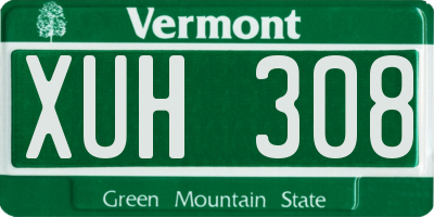 VT license plate XUH308