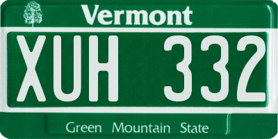 VT license plate XUH332