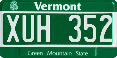 VT license plate XUH352