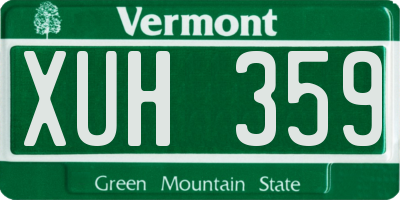 VT license plate XUH359