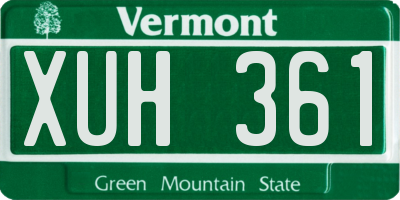 VT license plate XUH361