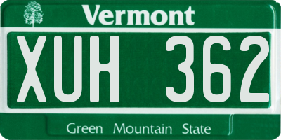 VT license plate XUH362