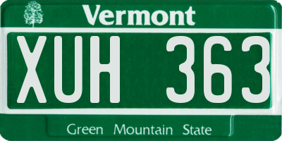 VT license plate XUH363